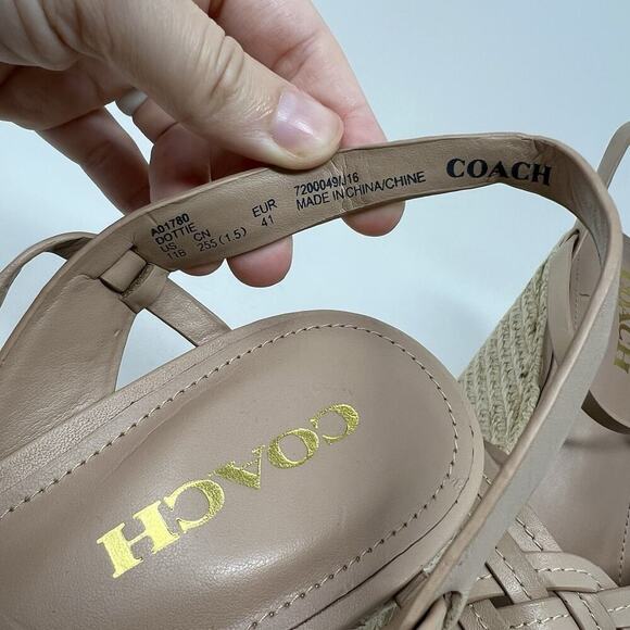 Coach‎ Dottie Tan Wedge Espadrilles Sandals Charms Ankle Strap Women’s Size 11 - Picture 11 of 12